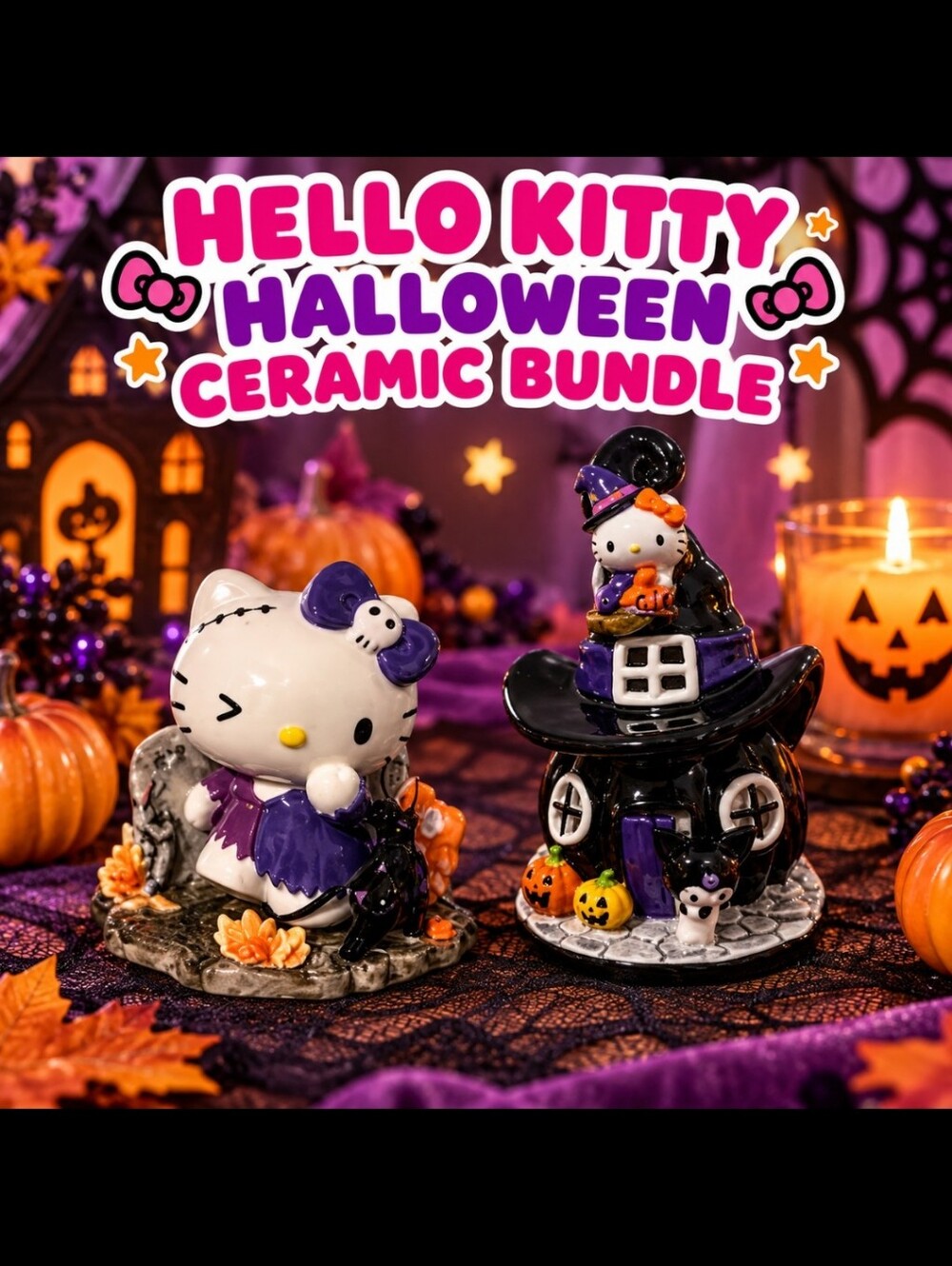 Hello Kitty Halloween Ceramic Bundle - Purple, Black & Orange